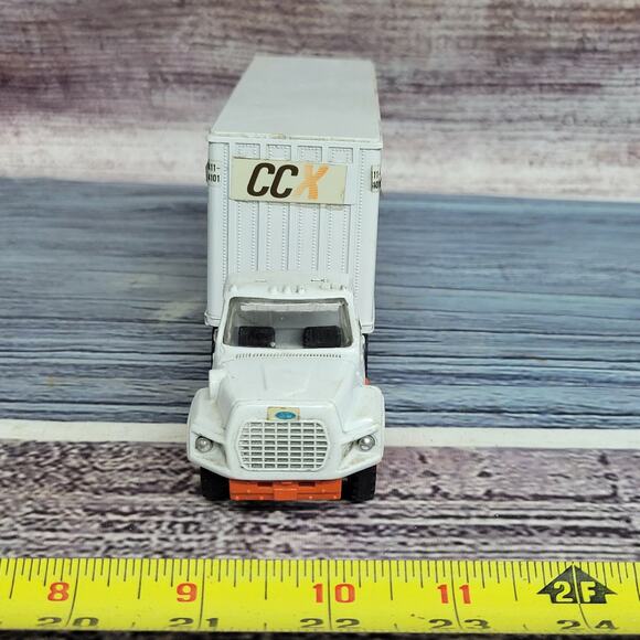 Vintage Tonkin CCX Ford areo semi and pup trailer die-cast white/orange - Picture 5 of 13